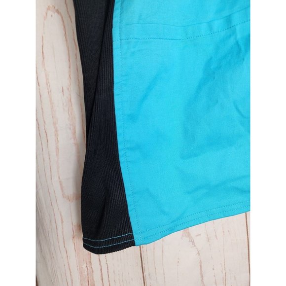 Scrub Star 2XL Cotton/Poly/Spandex Teal Black Stretch Side Scrub Top - Picture 4 of 10